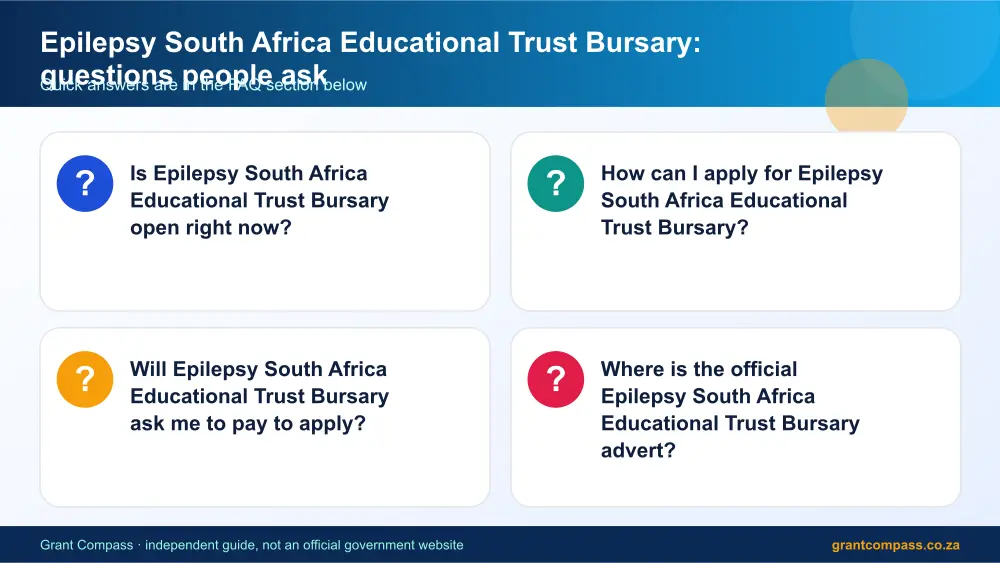 Epilepsy South Africa Educational Trust Bursary common questions answered infographic – epilepsy educational trust bursary South Africa 2026