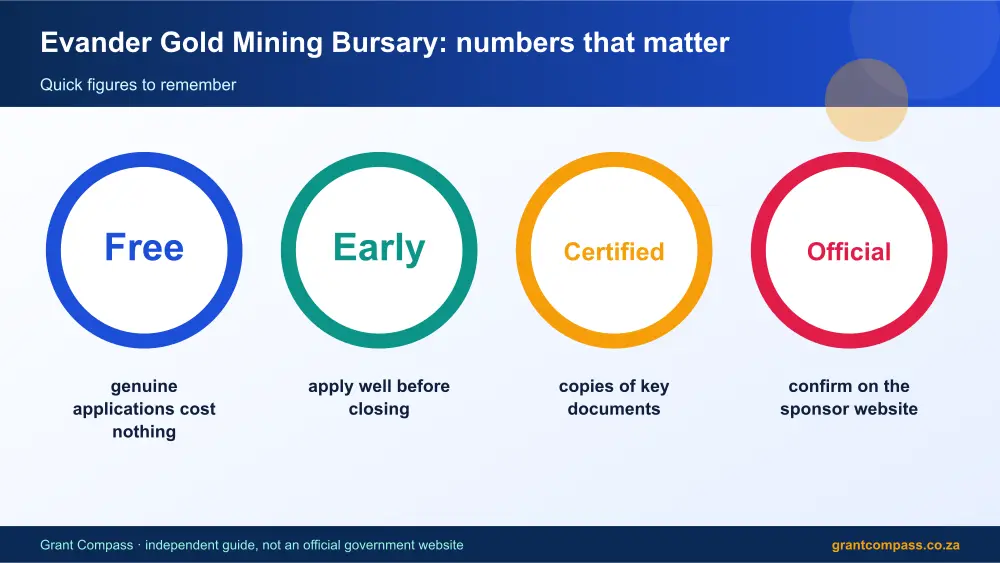Evander Gold Mining Bursary numbers that matter infographic – evander gold mining bursary South Africa 2026