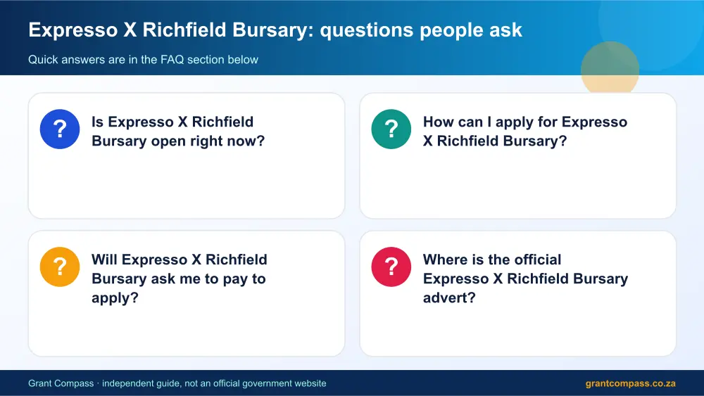 Expresso X Richfield Bursary common questions answered infographic – richfield bursary South Africa 2026