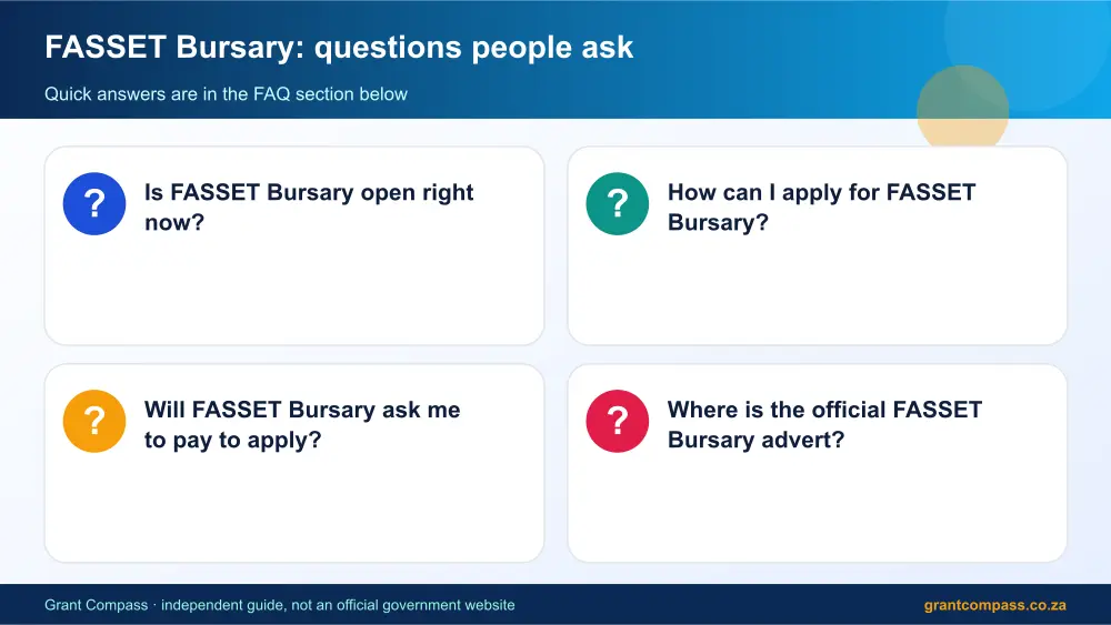 FASSET Bursary common questions answered infographic – fasset bursary South Africa 2026