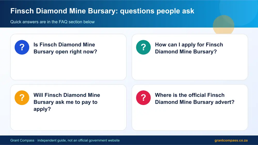 Finsch Diamond Mine Bursary common questions answered infographic – finsch diamond mine bursary South Africa 2026