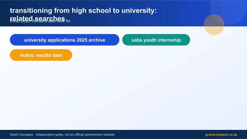 transitioning from high school to university related topics map infographic – transitioning from high school to university South Africa 2026