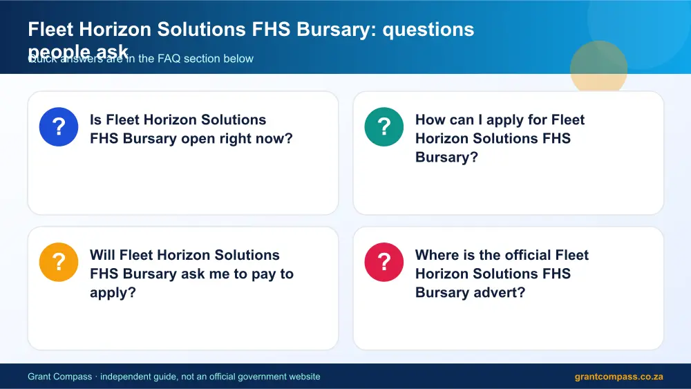 Fleet Horizon Solutions FHS Bursary common questions answered infographic – fleet horizon solutions bursary South Africa 2026