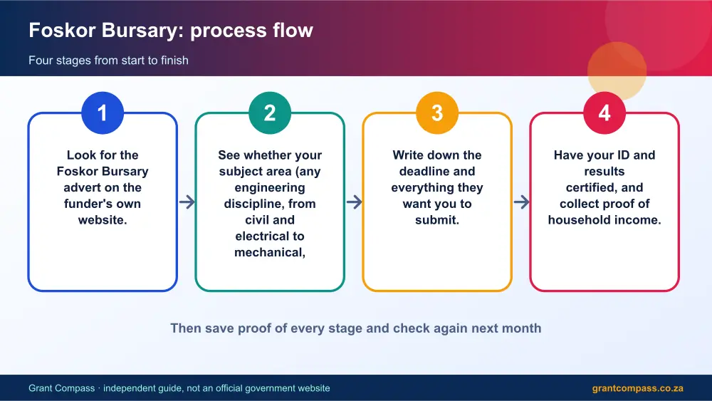 Foskor Bursary process flow chart infographic – foskor bursary South Africa 2026