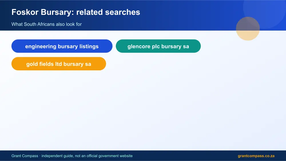 Foskor Bursary related topics map infographic – foskor bursary South Africa 2026