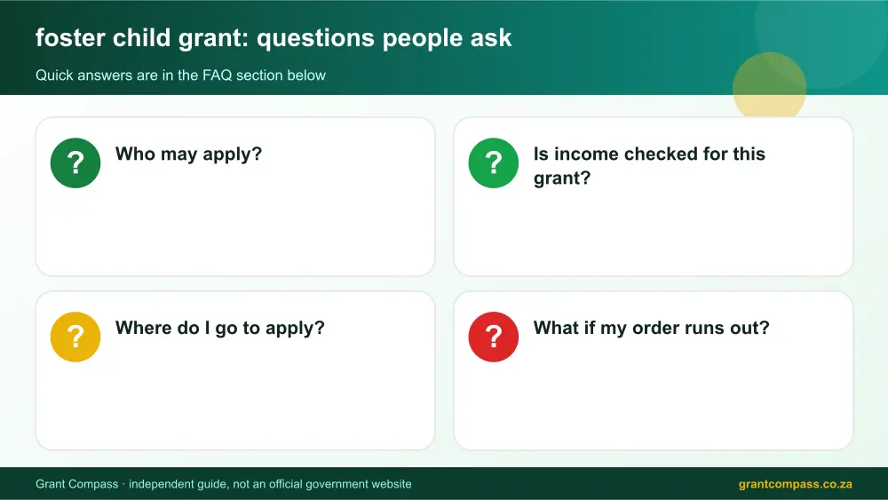 foster child grant common questions answered infographic – foster child grant South Africa 2026