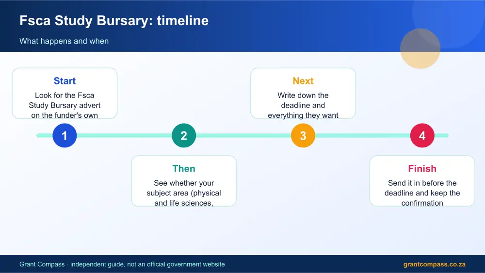 Fsca Study Bursary process timeline infographic – fsca study bursary South Africa 2026