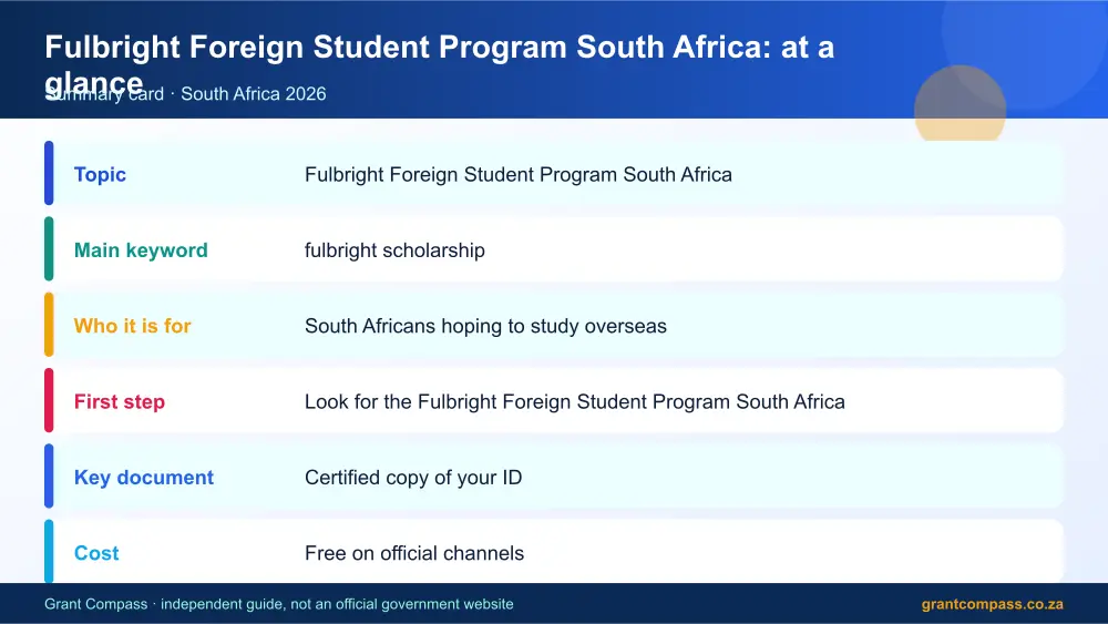 Fulbright Foreign Student Program South Africa at a glance summary infographic – fulbright scholarship South Africa 2026