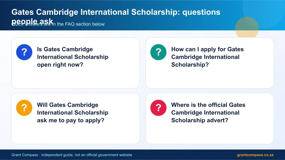 Gates Cambridge International Scholarship common questions answered infographic – gates cambridge international scholarship South Africa 2026