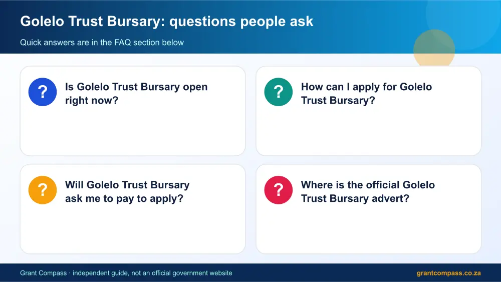 Golelo Trust Bursary common questions answered infographic – golelo trust bursary South Africa 2026
