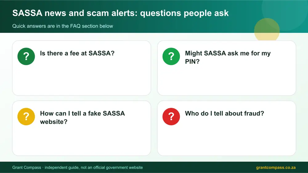 SASSA news and scam alerts common questions answered infographic – sassa news South Africa 2026