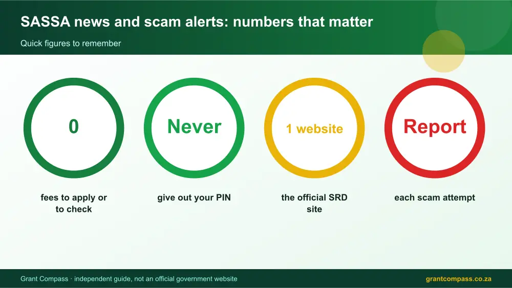 SASSA news and scam alerts numbers that matter infographic – sassa news South Africa 2026