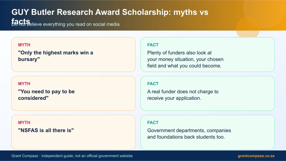 GUY Butler Research Award Scholarship myths vs facts infographic – guy butler research award scholarship South Africa 2026