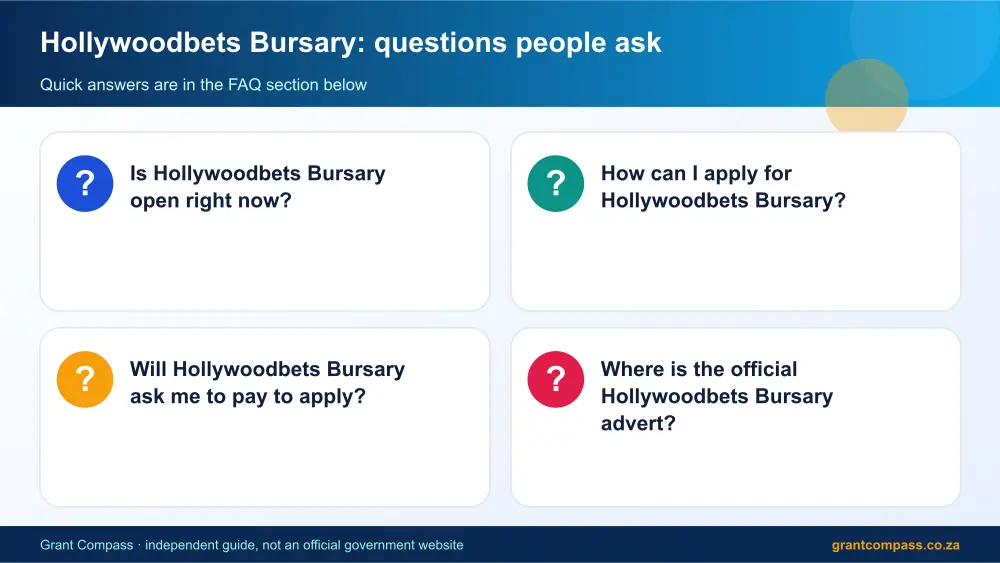 Hollywoodbets Bursary common questions answered infographic – hollywoodbets bursary South Africa 2026