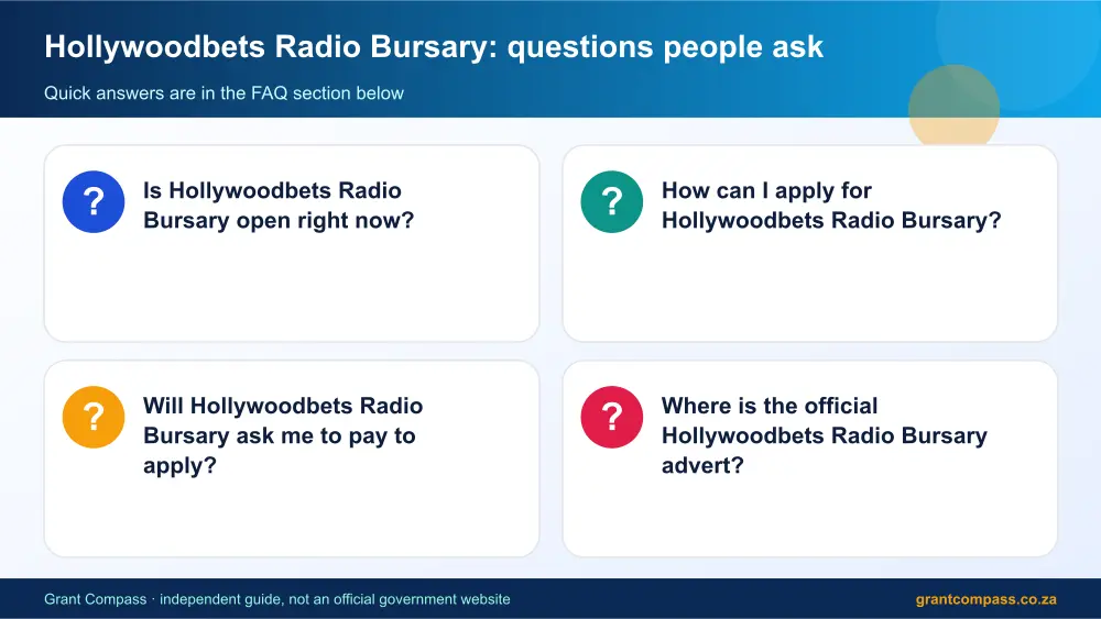 Hollywoodbets Radio Bursary common questions answered infographic – hollywoodbets radio bursary South Africa 2026