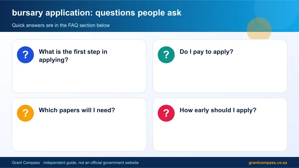 bursary application common questions answered infographic – how to apply for a bursary South Africa 2026
