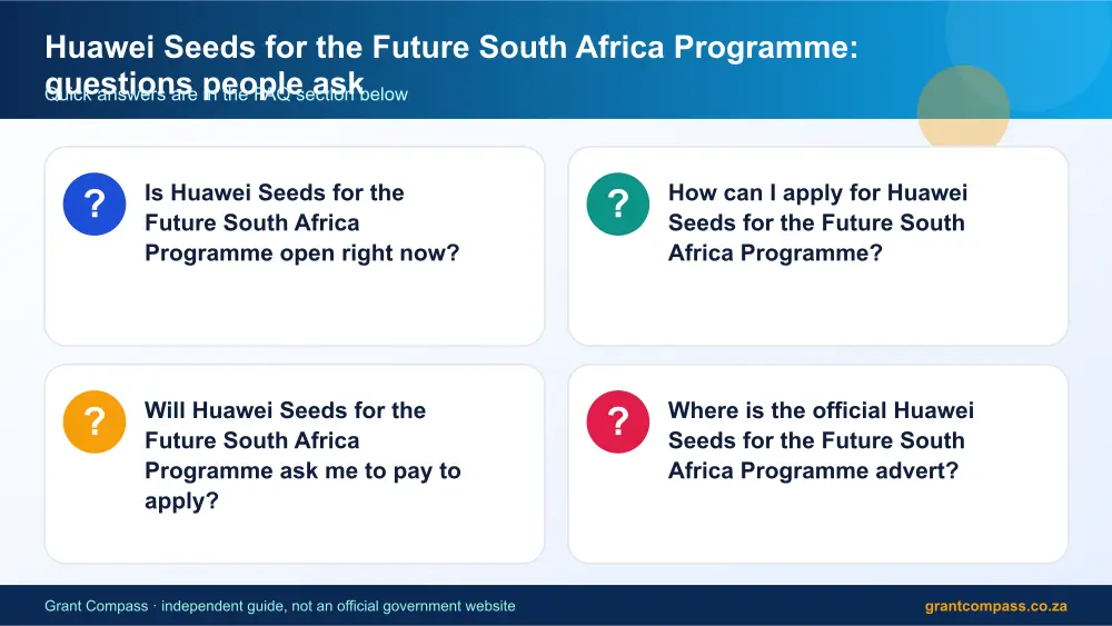 Huawei Seeds for the Future South Africa Programme common questions answered infographic – huawei seeds for the future programme scholarship South Africa 2026