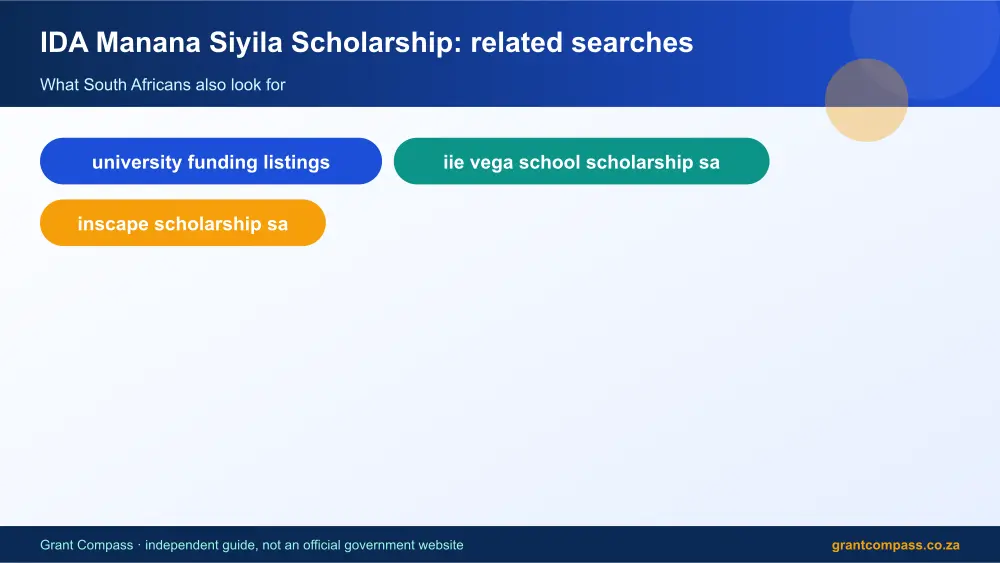IDA Manana Siyila Scholarship related topics map infographic – ida manana siyila scholarship South Africa 2026