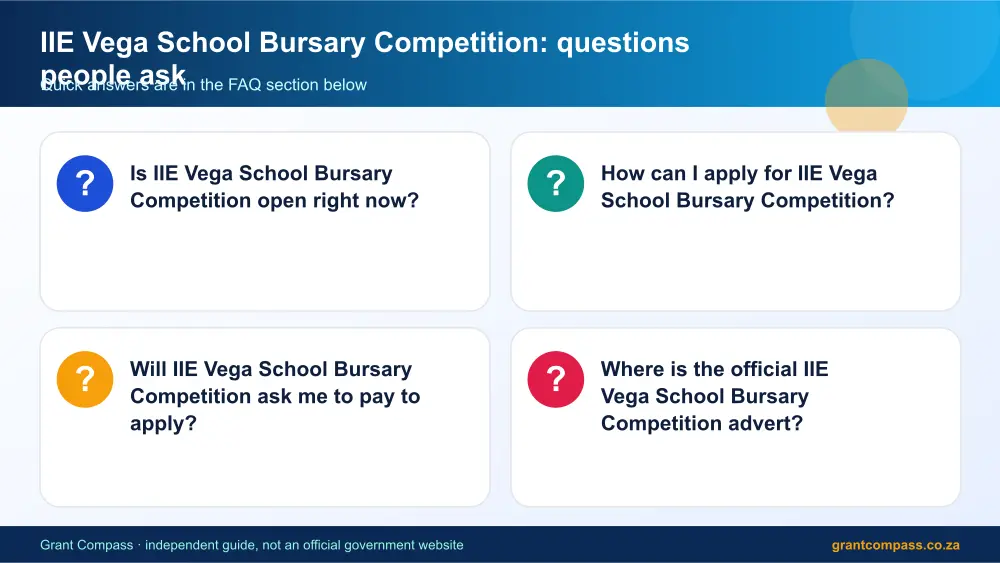 IIE Vega School Bursary Competition common questions answered infographic – iie vega school bursary competition scholarship South Africa 2026