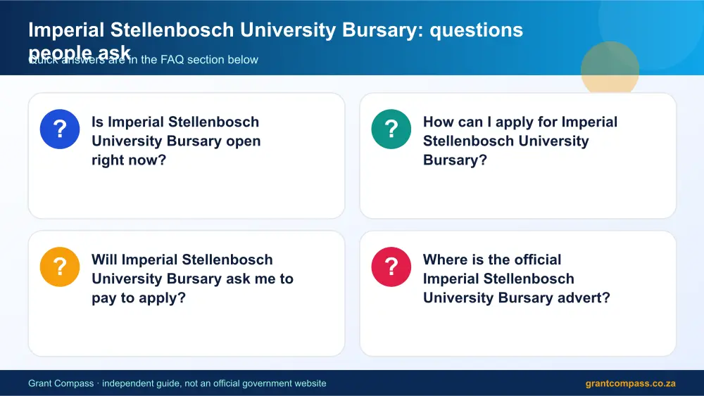 Imperial Stellenbosch University Bursary common questions answered infographic – imperial stellenbosch university bursary scholarship South Africa 2026
