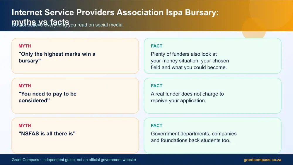 Internet Service Providers Association Ispa Bursary myths vs facts infographic – internet service providers association ispa bursary South Africa 2026