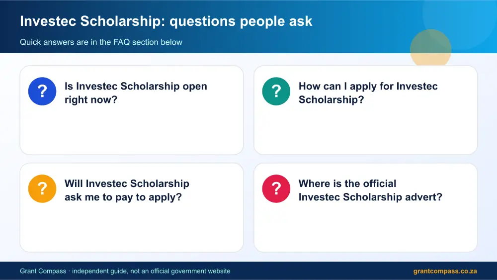 Investec Scholarship common questions answered infographic – investec scholarship South Africa 2026