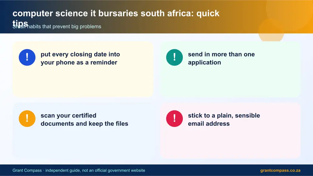 computer science it bursaries south africa quick tips cards infographic – computer science it bursaries south africa South Africa 2026