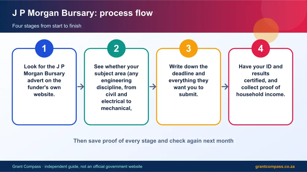 J P Morgan Bursary process flow chart infographic – j p morgan bursary South Africa 2026