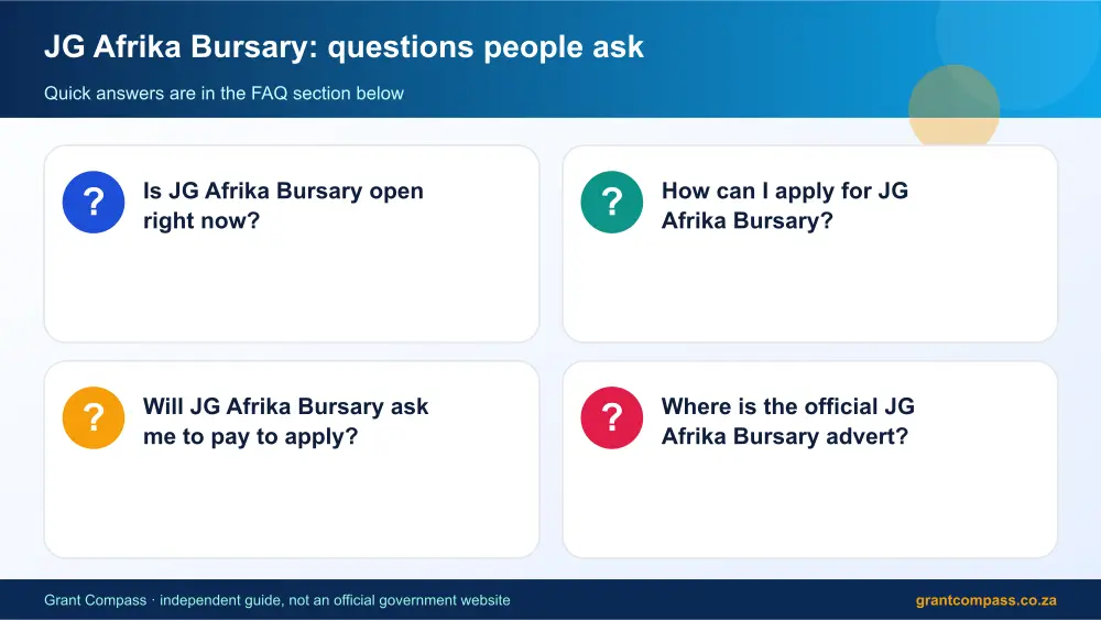 JG Afrika Bursary common questions answered infographic – jg afrika bursary South Africa 2026