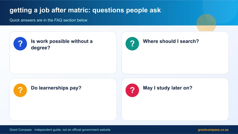 getting a job after matric common questions answered infographic – getting a job after matric South Africa 2026