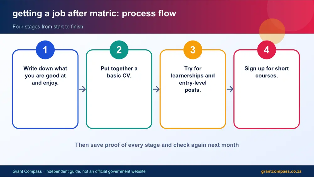 getting a job after matric process flow chart infographic – getting a job after matric South Africa 2026