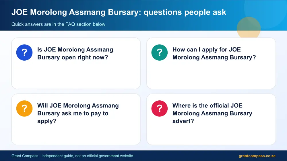 JOE Morolong Assmang Bursary common questions answered infographic – joe morolong assmang bursary South Africa 2026