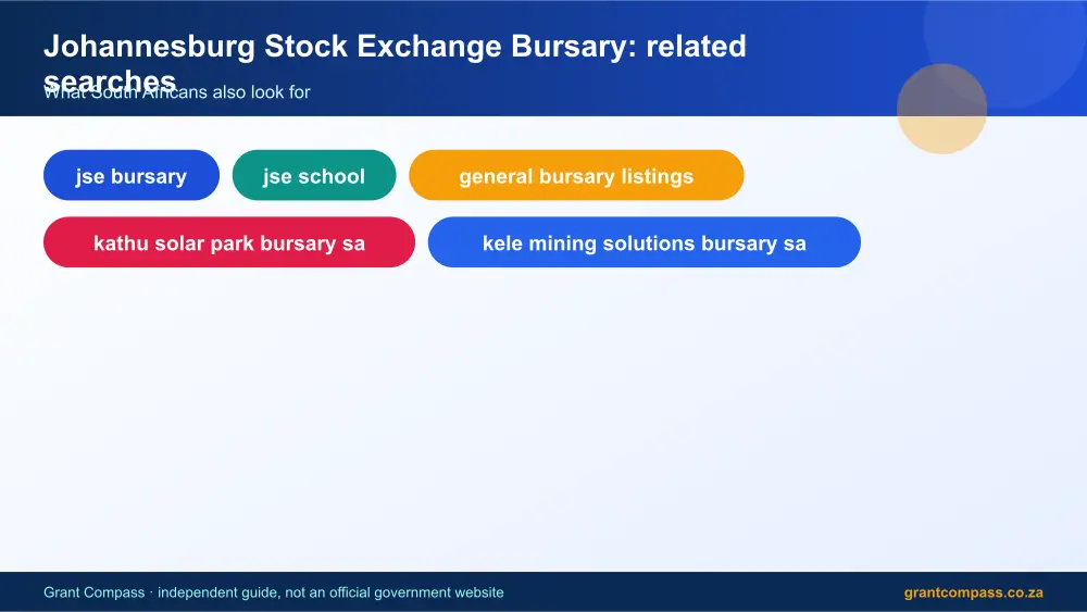 Johannesburg Stock Exchange Bursary related topics map infographic – jse bursary South Africa 2026