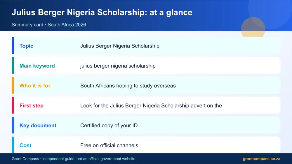 Julius Berger Nigeria Scholarship at a glance summary infographic – julius berger nigeria scholarship South Africa 2026