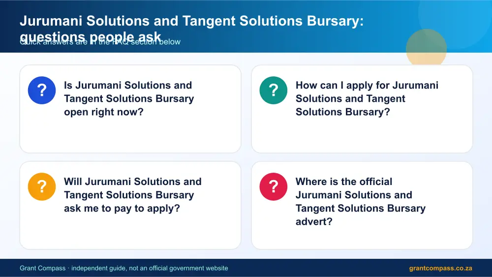 Jurumani Solutions and Tangent Solutions Bursary common questions answered infographic – jurumani solutions and tangent solutions bursary South Africa 2026