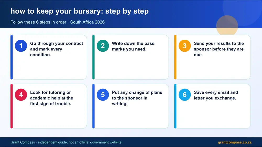 how to keep your bursary step by step guide infographic – how to keep your bursary South Africa 2026