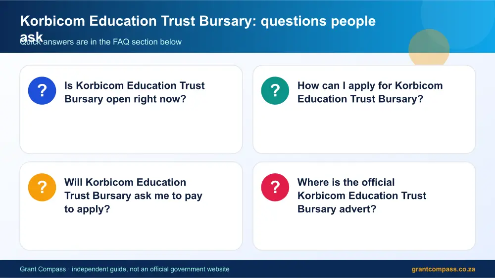 Korbicom Education Trust Bursary common questions answered infographic – korbicom education trust bursary South Africa 2026
