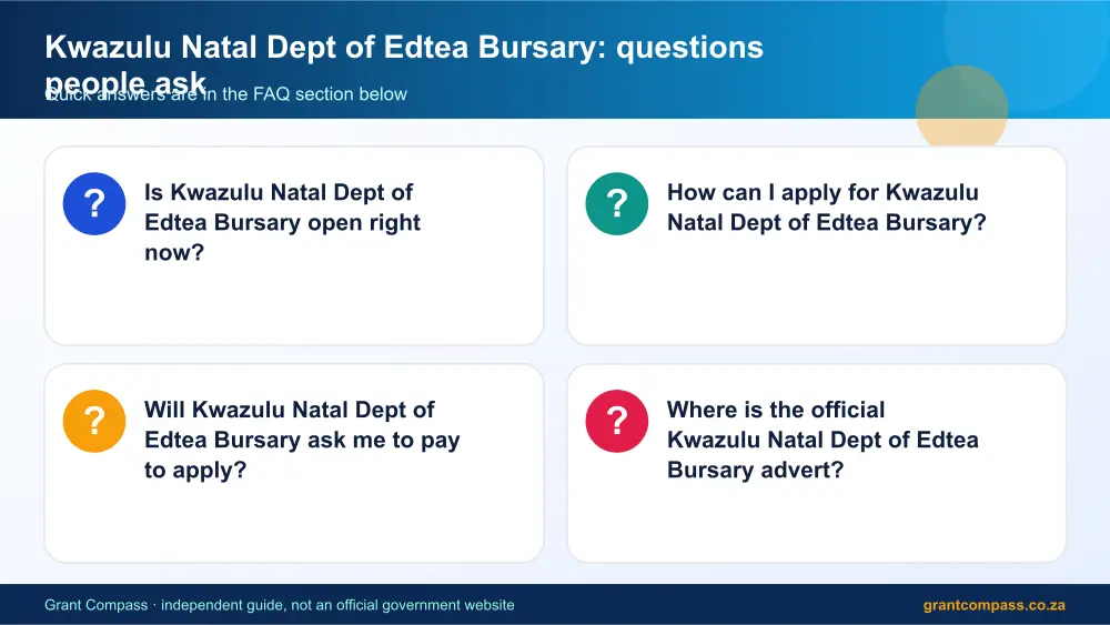 Kwazulu Natal Dept of Edtea Bursary common questions answered infographic – kwazulu natal dept of edtea bursary South Africa 2026