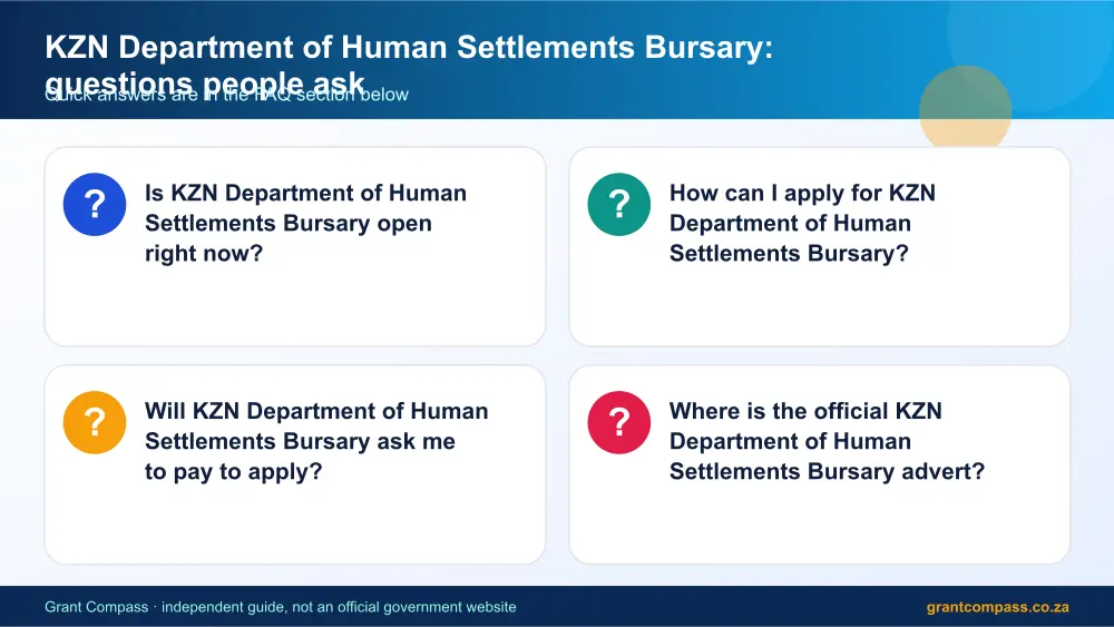 KZN Department of Human Settlements Bursary common questions answered infographic – kzn department of human settlements bursary South Africa 2026