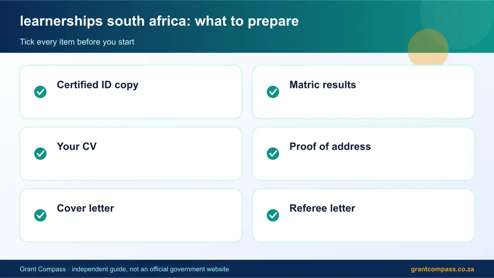 learnerships south africa documents checklist infographic – learnerships south africa South Africa 2026