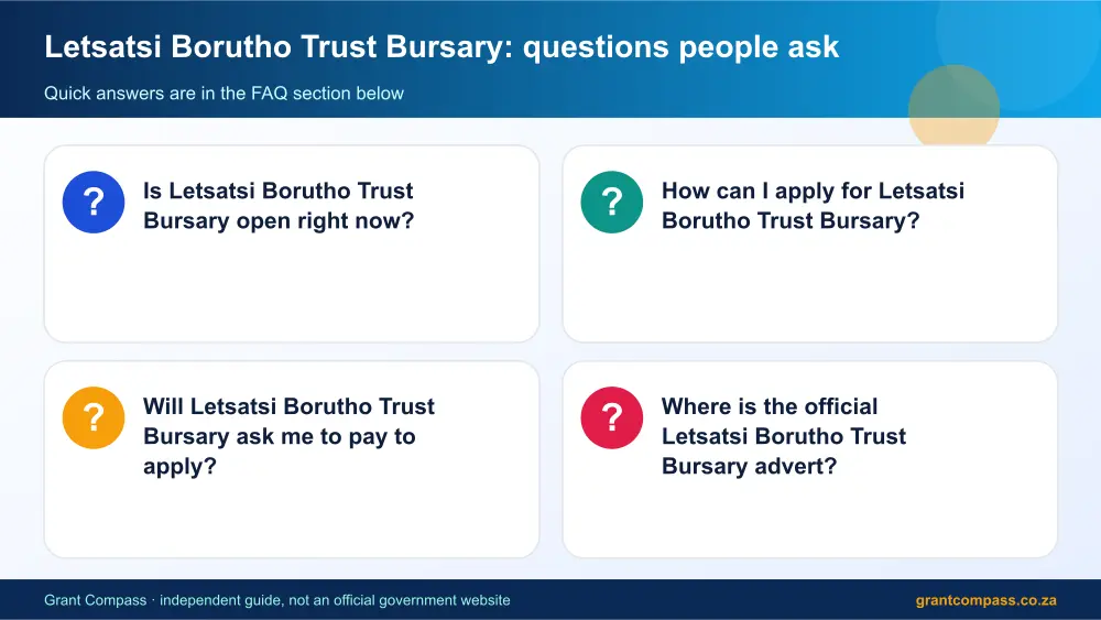 Letsatsi Borutho Trust Bursary common questions answered infographic – letsatsi borutho trust bursary South Africa 2026
