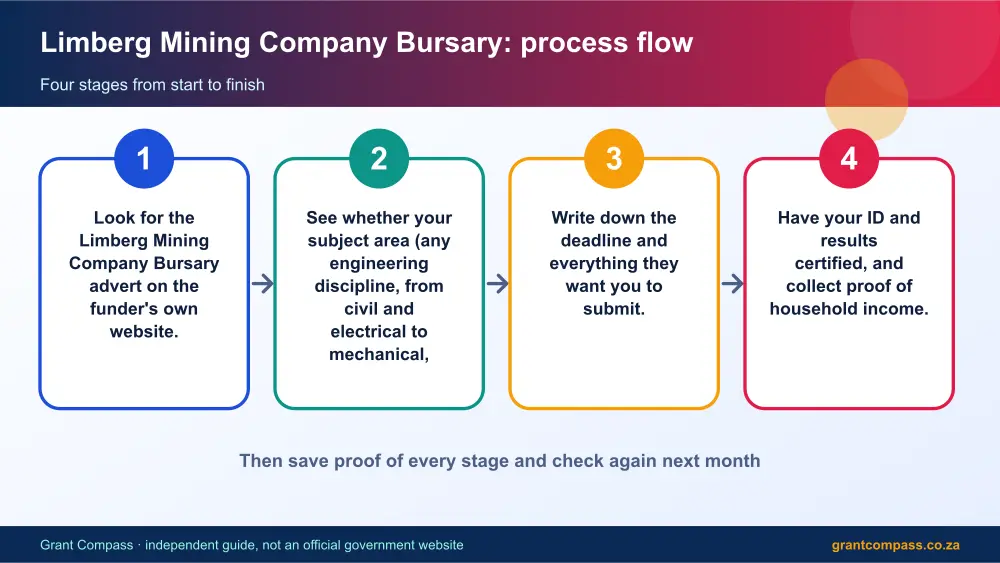 Limberg Mining Company Bursary process flow chart infographic – limberg mining company bursary South Africa 2026