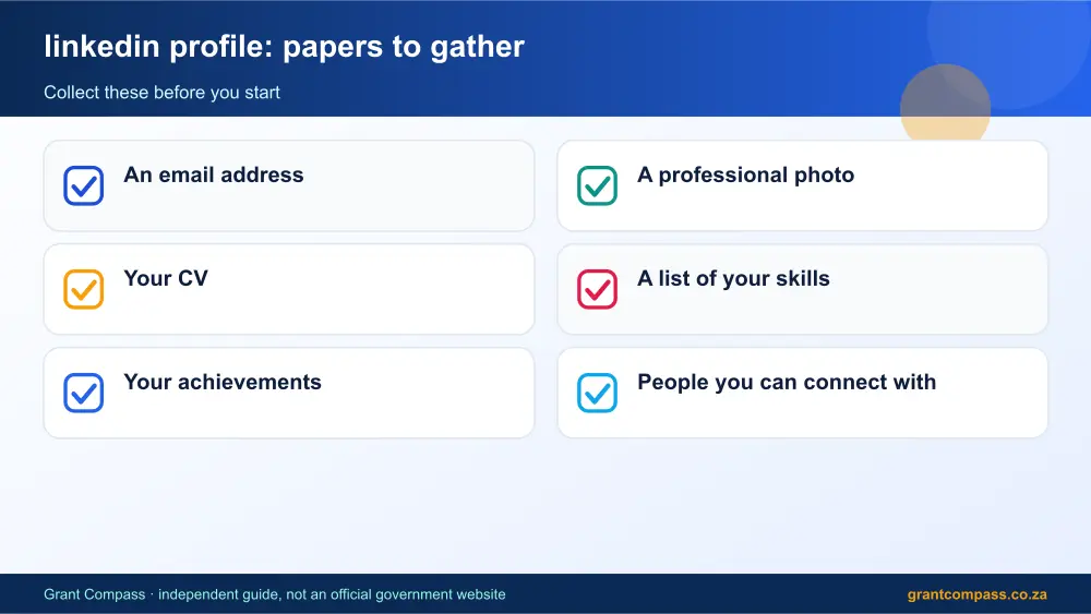 linkedin profile required papers tick list infographic – linkedin profile South Africa 2026