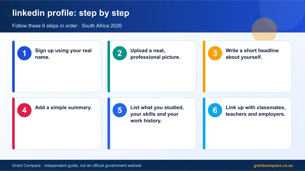linkedin profile step by step guide infographic – linkedin profile South Africa 2026