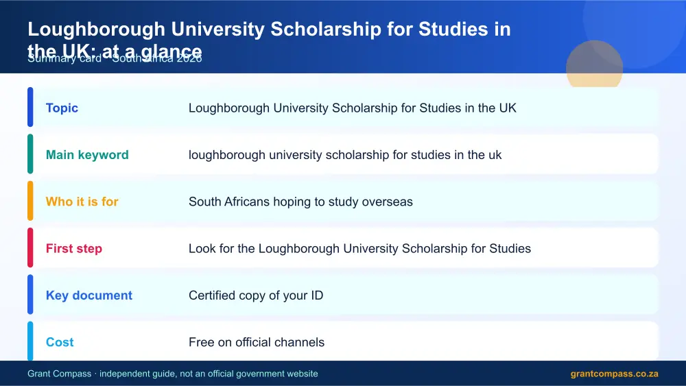 Loughborough University Scholarship for Studies in the UK at a glance summary infographic – loughborough university scholarship for studies in the uk South Africa 2026