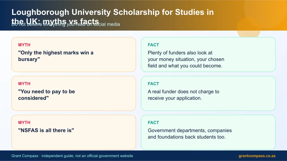 Loughborough University Scholarship for Studies in the UK myths vs facts infographic – loughborough university scholarship for studies in the uk South Africa 2026