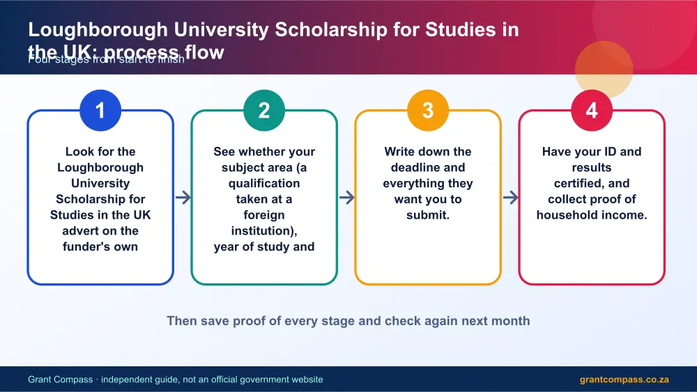 Loughborough University Scholarship for Studies in the UK process flow chart infographic – loughborough university scholarship for studies in the uk South Africa 2026