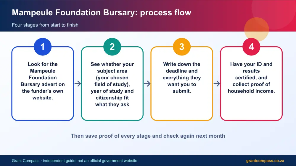 Mampeule Foundation Bursary process flow chart infographic – mampeule foundation bursary South Africa 2026