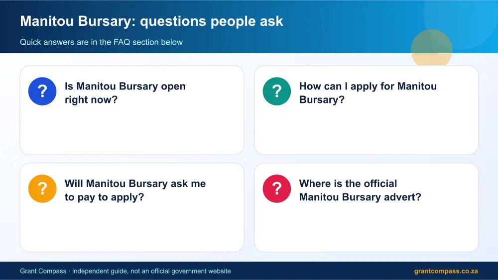 Manitou Bursary common questions answered infographic – manitou bursary South Africa 2026