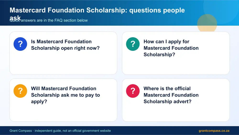 Mastercard Foundation Scholarship common questions answered infographic – mastercard bursary South Africa 2026